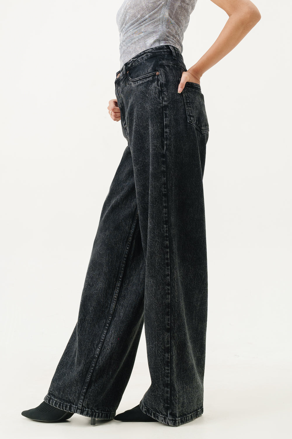 Black Asteroid Super Wide Flare Jeans