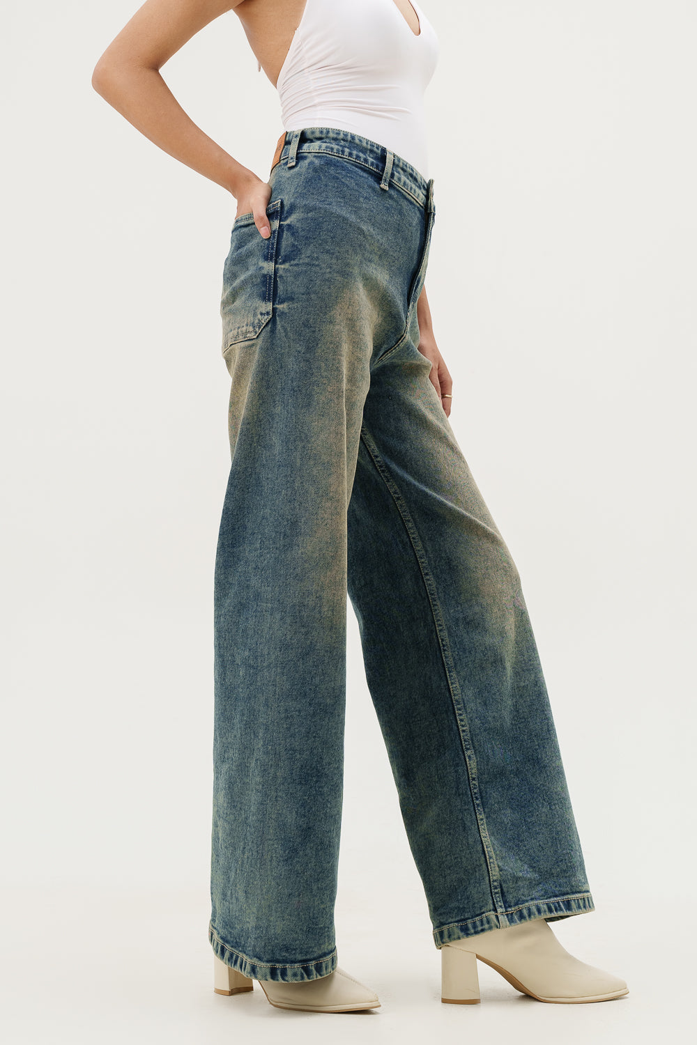 Old Soul Blue Retro Flare Stretch Jeans