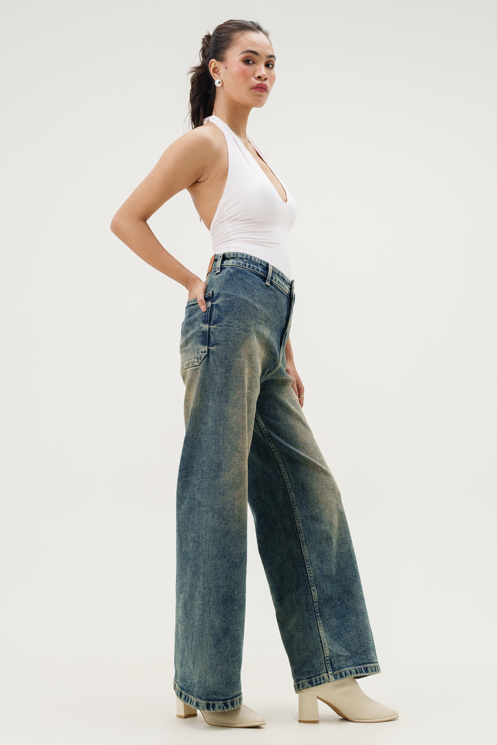 Old Soul Blue Retro Flare Stretch Jeans