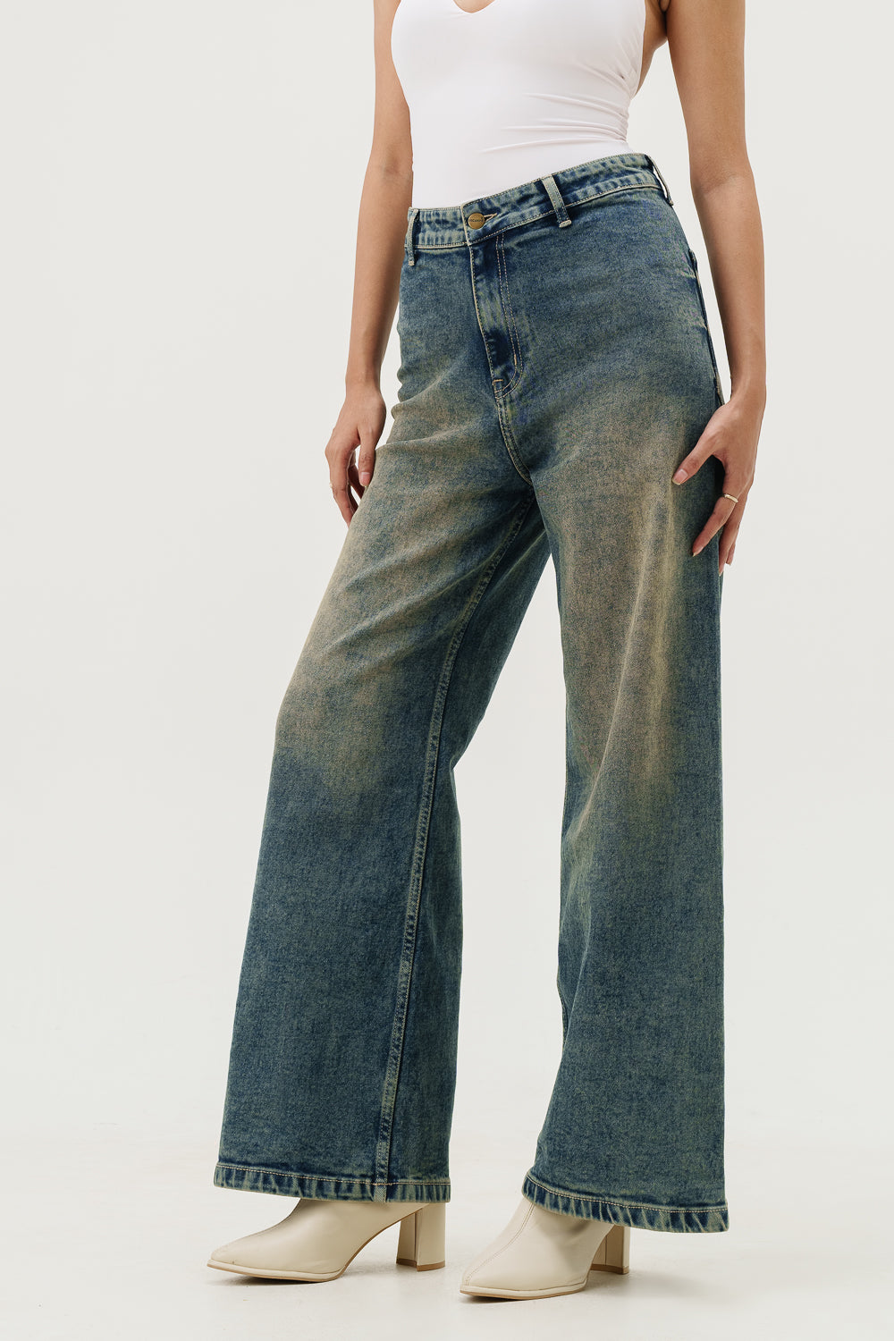 Old Soul Blue Retro Flare Stretch Jeans