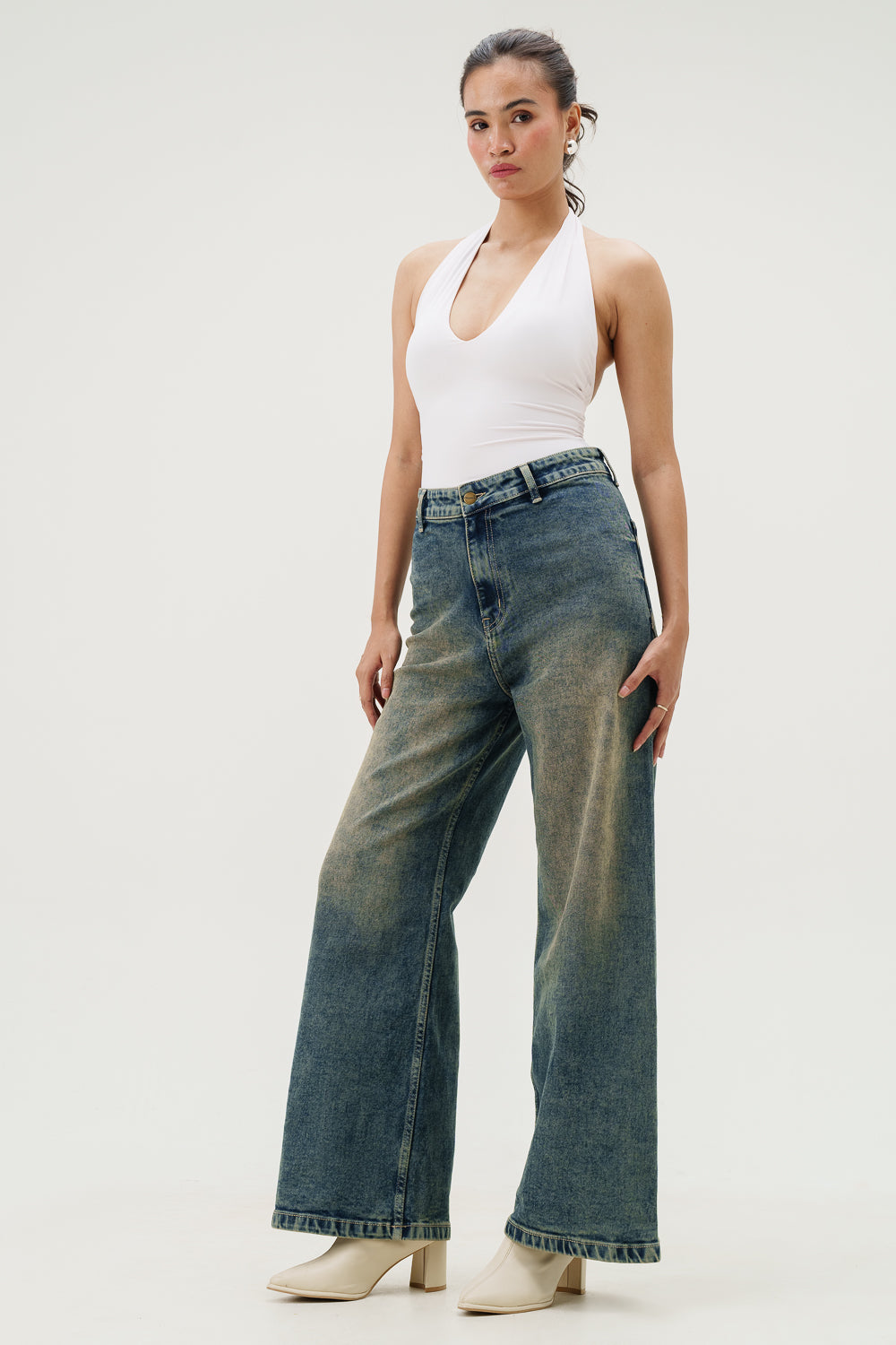 Old Soul Blue Retro Flare Stretch Jeans