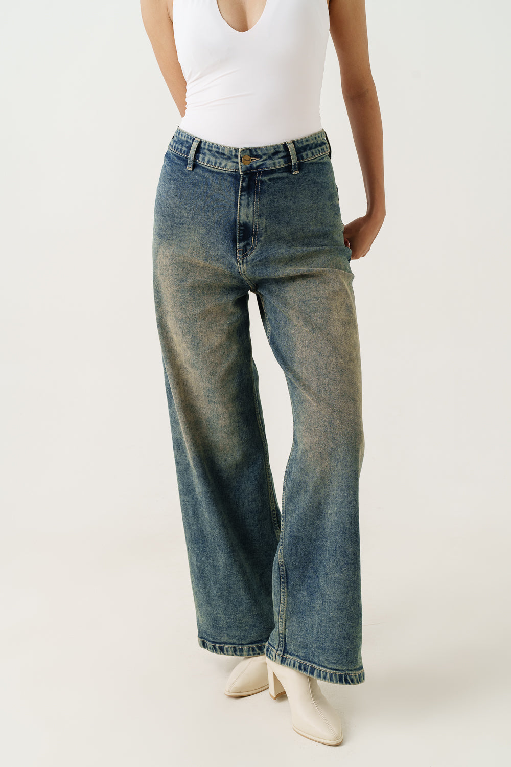 Old Soul Blue Retro Flare Stretch Jeans