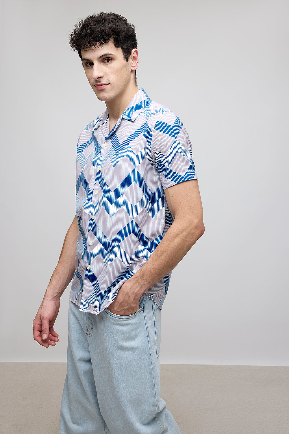 Zig Zag Stripe Men's Resort Shirt