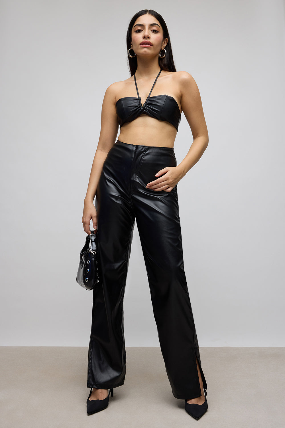 Women's Leather Pants With Slits