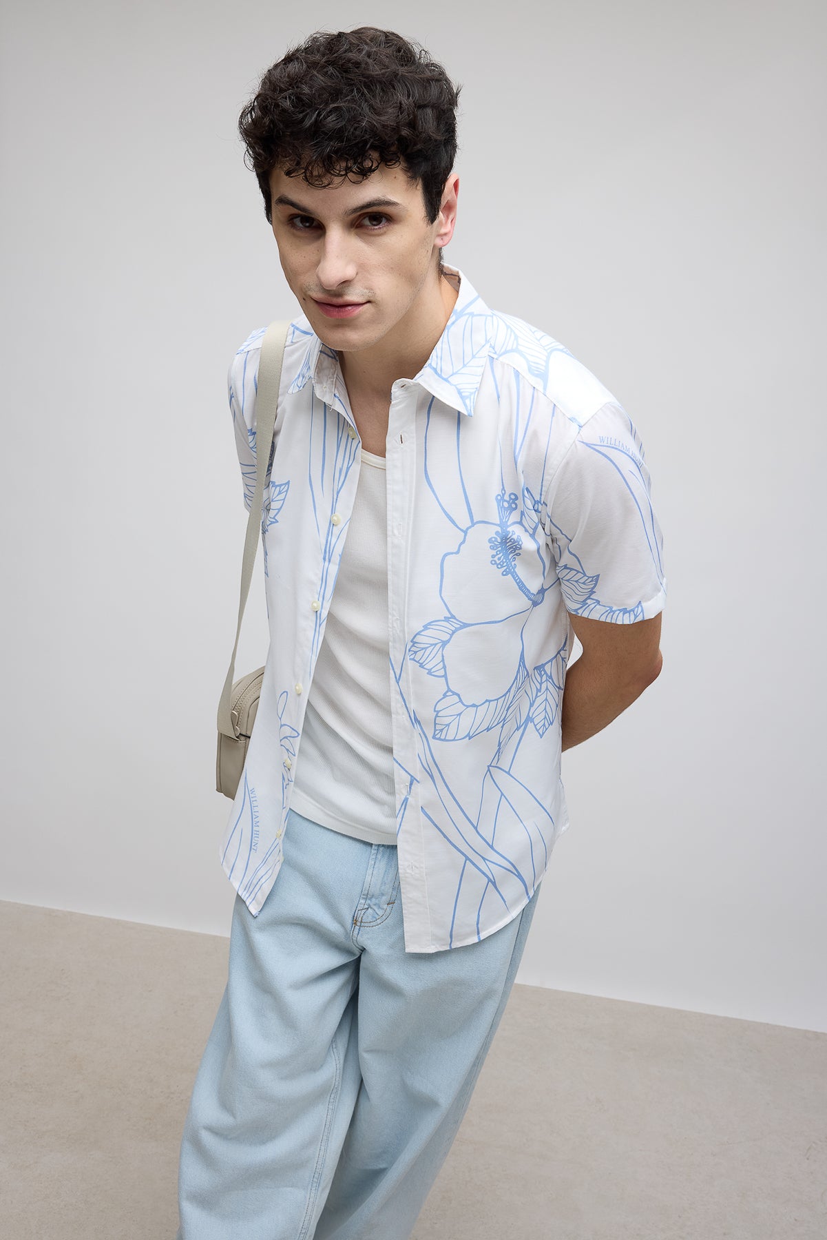 White Floral Resort Men's Shirt