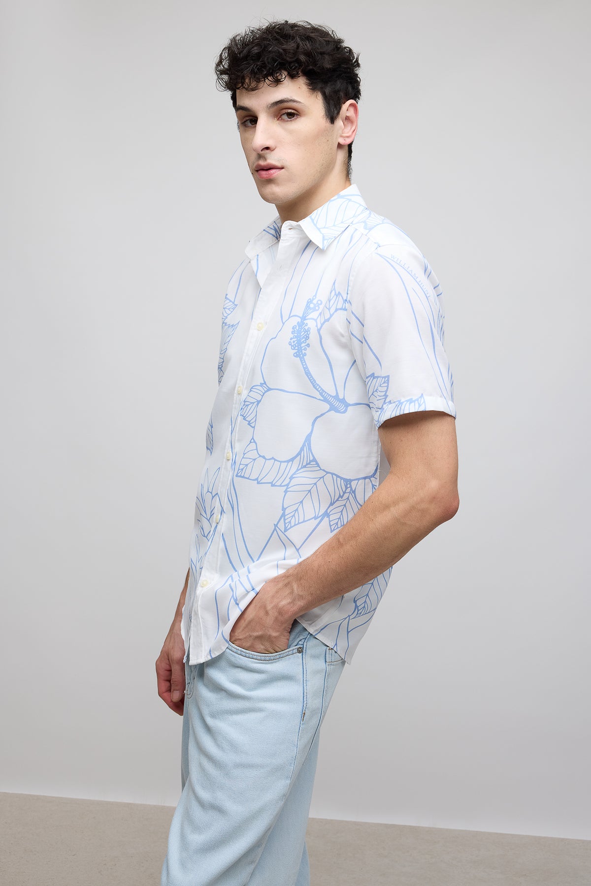 White Floral Resort Men's Shirt