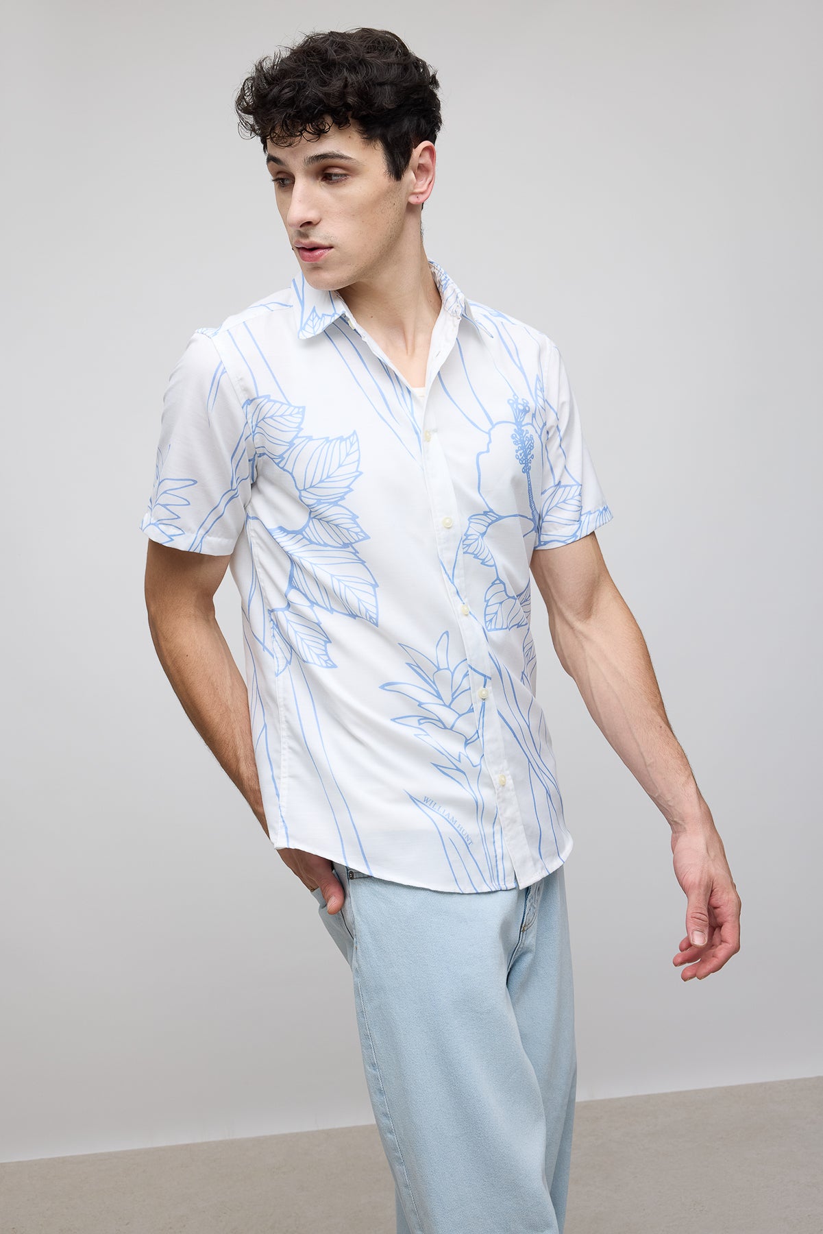 White Floral Resort Men's Shirt