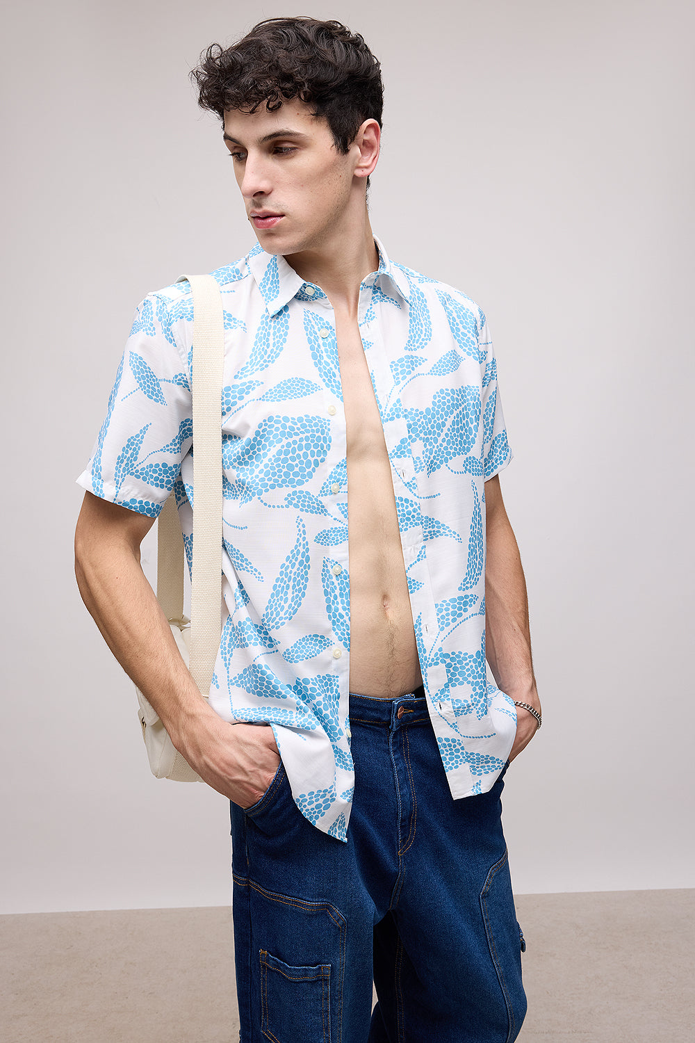 FOLIAGE PRINT MEN'S RESORT SHIRT