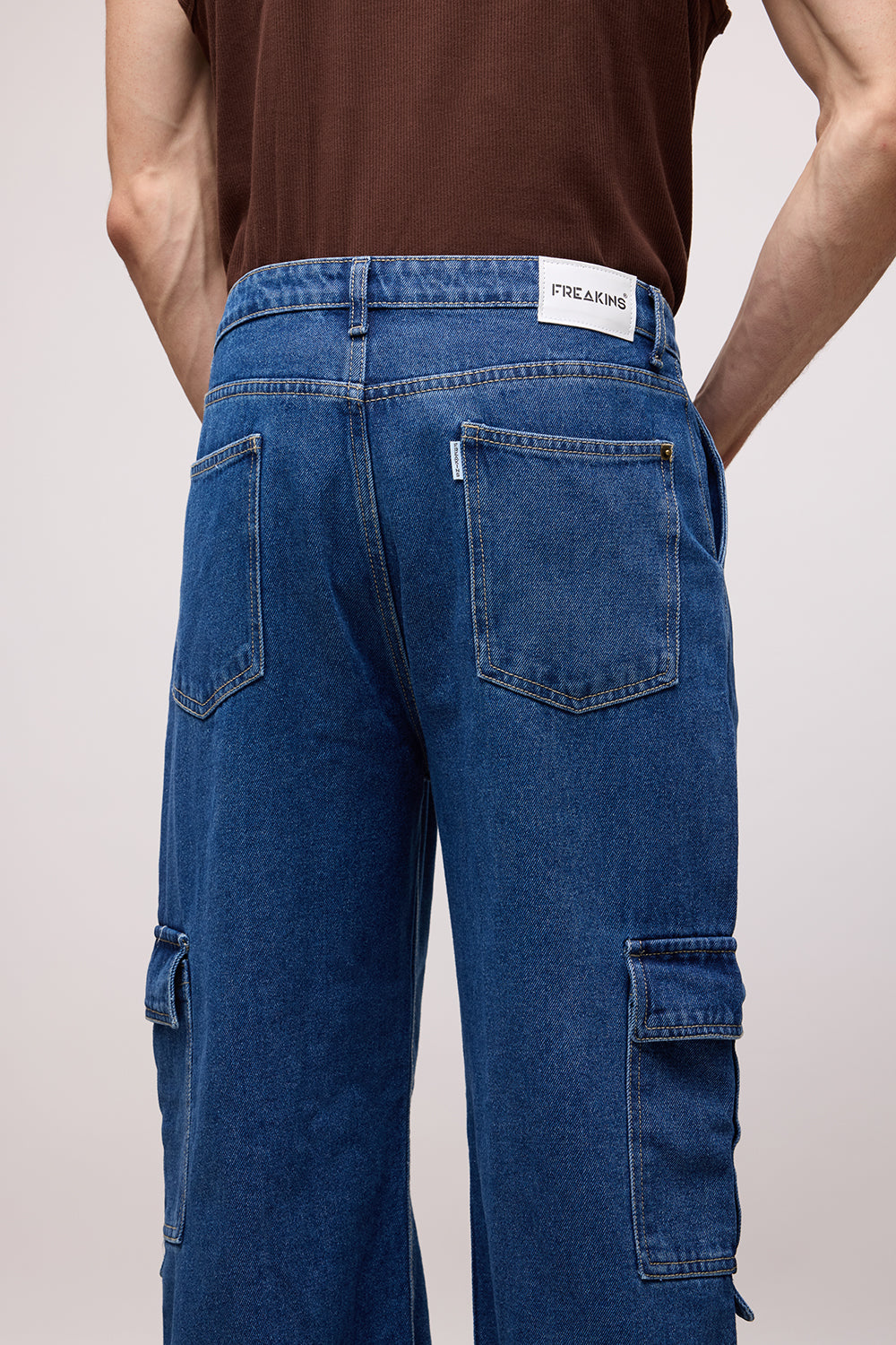 Dense Blue Men's Baggy Cargo Jeans