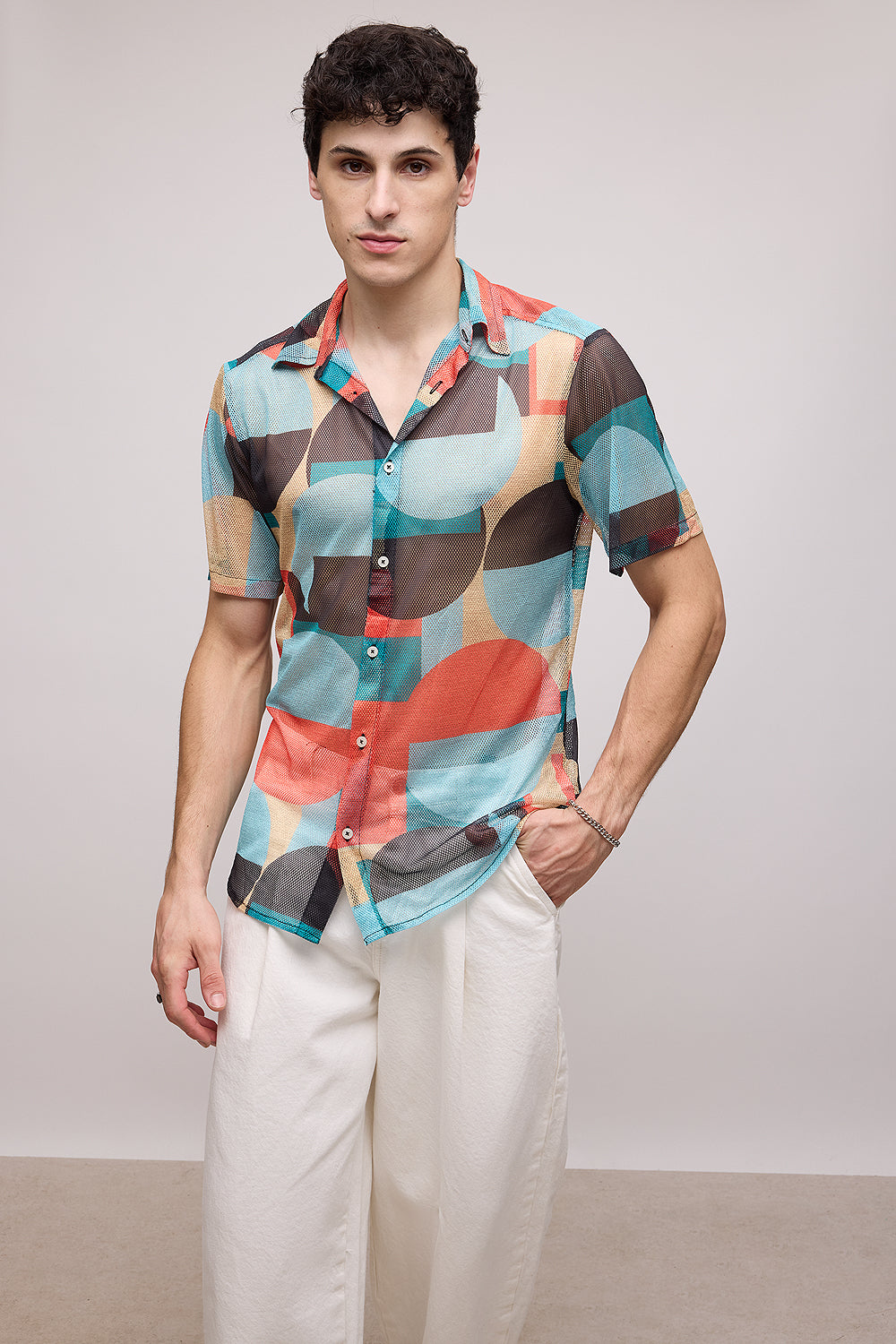 Multicolor Men's Mesh Shirt