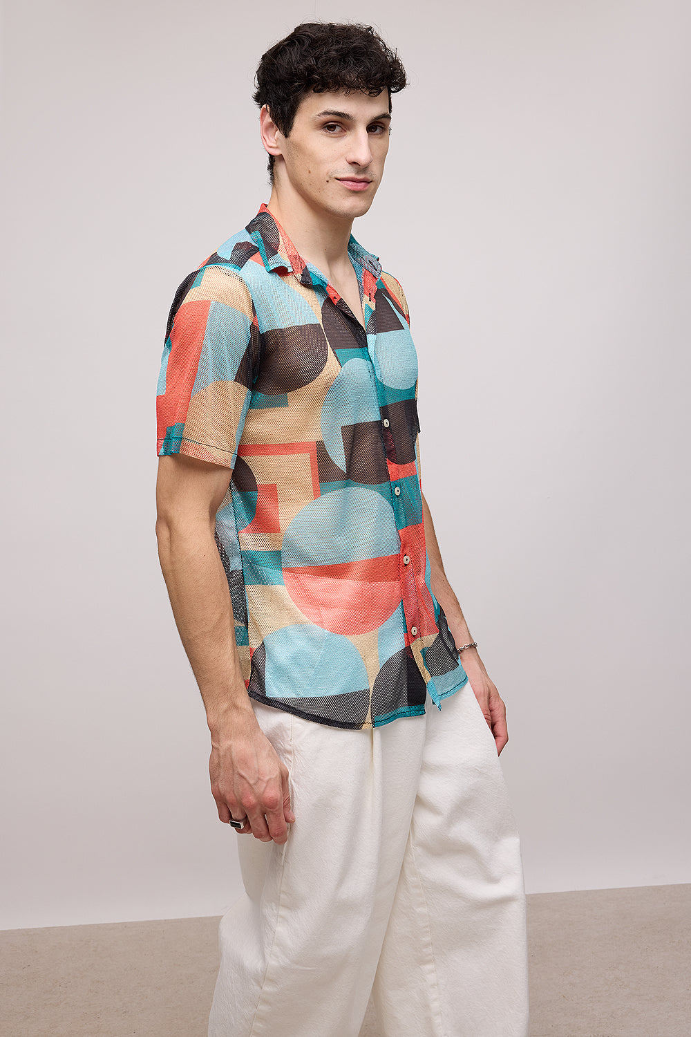 Multicolor Men's Mesh Shirt