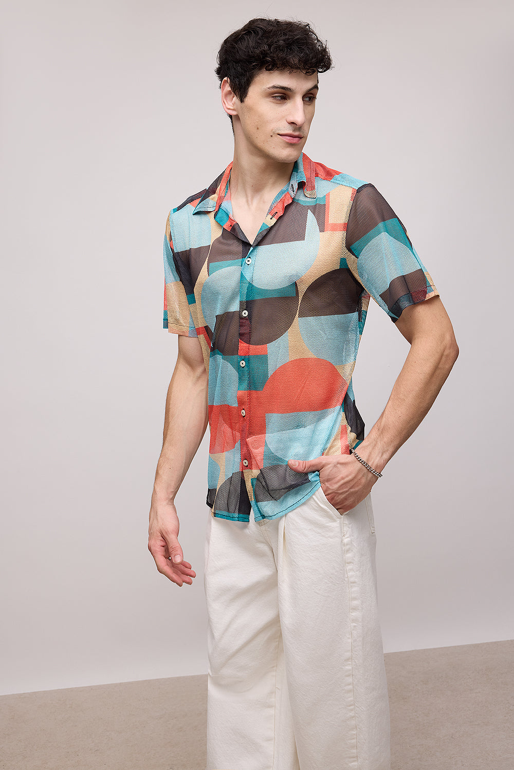 Multicolor Men's Mesh Shirt