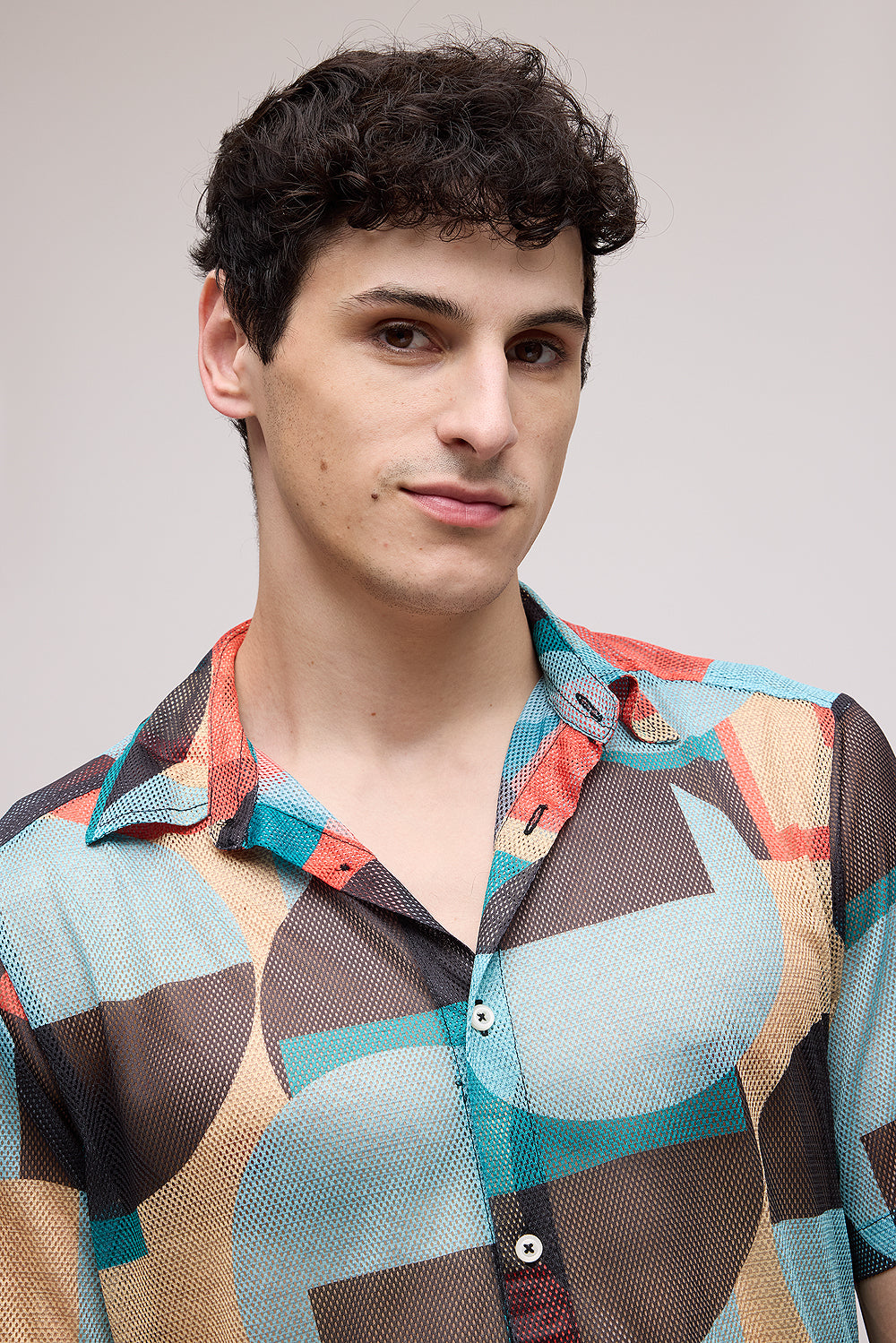 Multicolor Men's Mesh Shirt