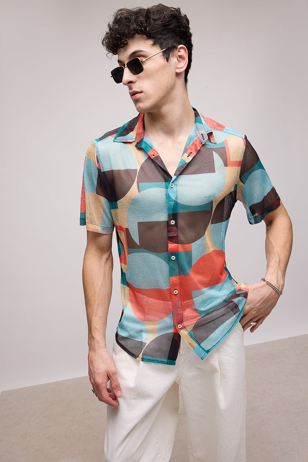 Multicolor Men's Mesh Shirt