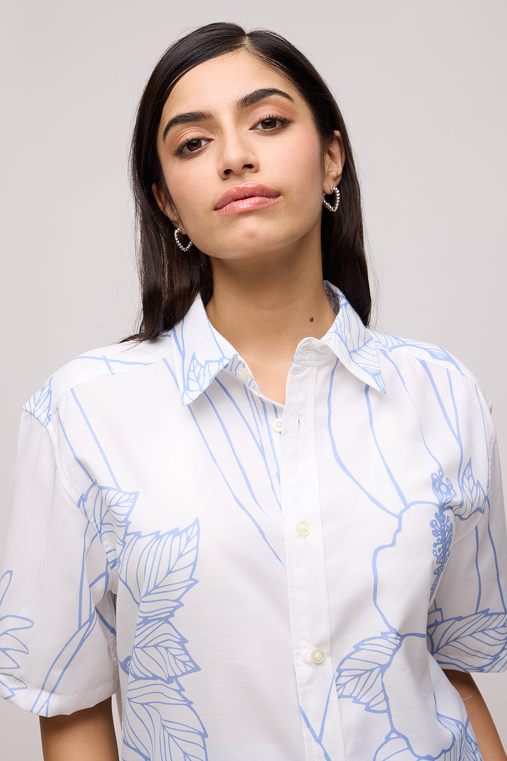 White Floral Resort Women's Shirt