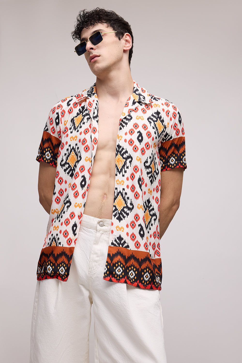 Tribal Print Men's Resort Viscose Shirt