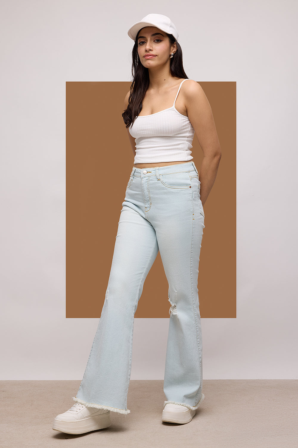 LIGHT BLUE BOHO BOOTCUT JEANS