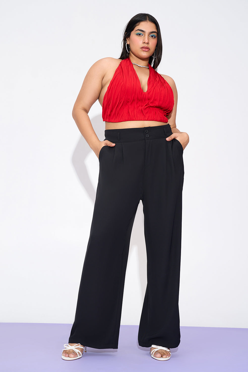 Starlet Black Curve Classic Pleated Korean Pants