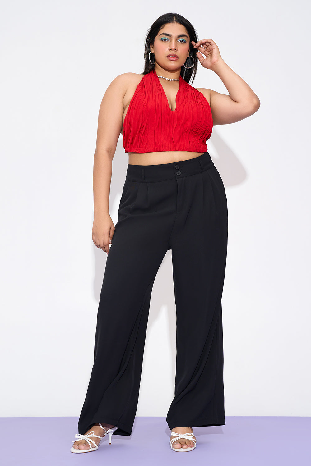 Starlet Black Curve Classic Pleated Korean Pants