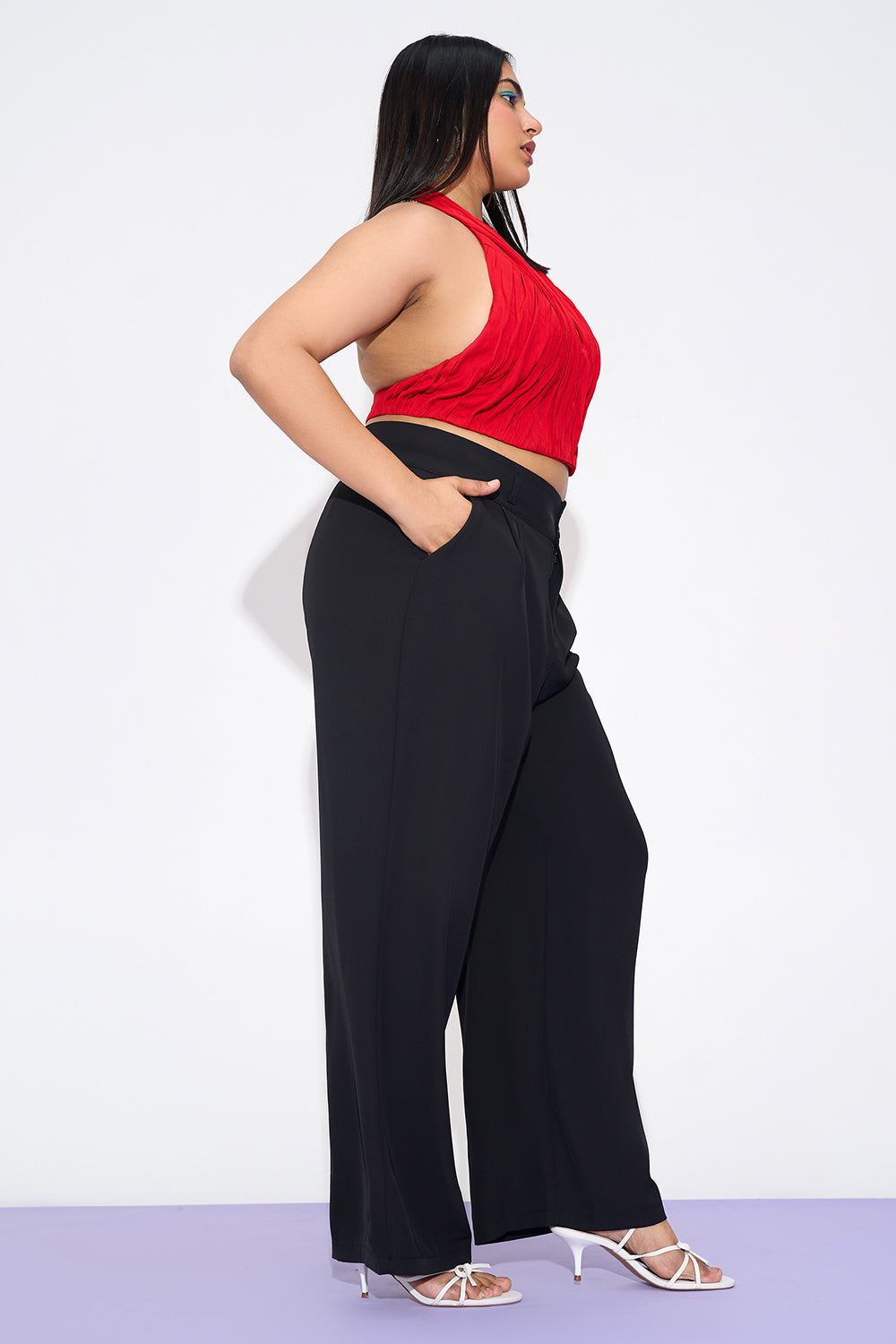 Starlet Black Curve Classic Pleated Korean Pants