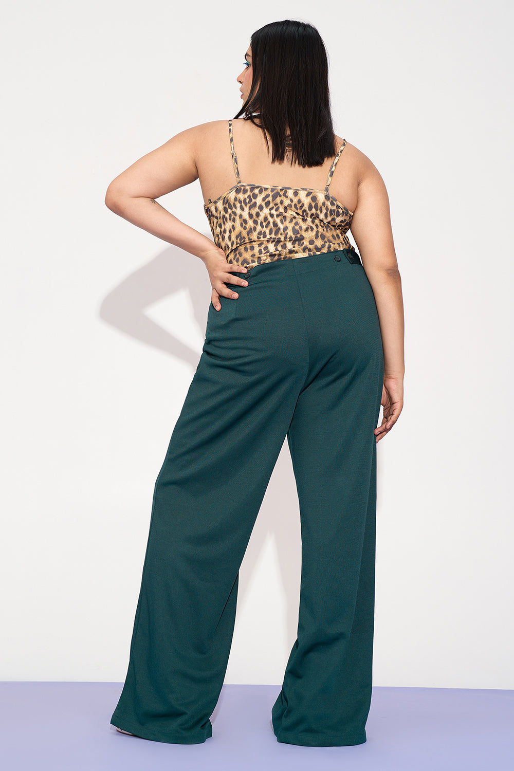 Soft Moss Curve Adjustable Korean Pants