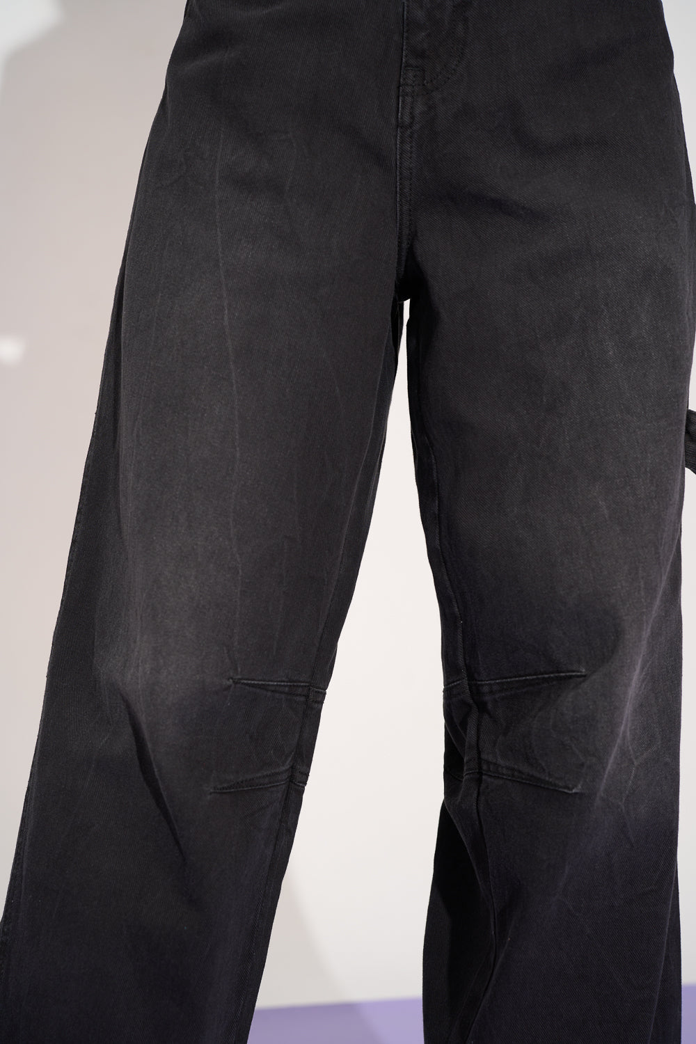 Retro Black Twisted Barrel Leg Jeans