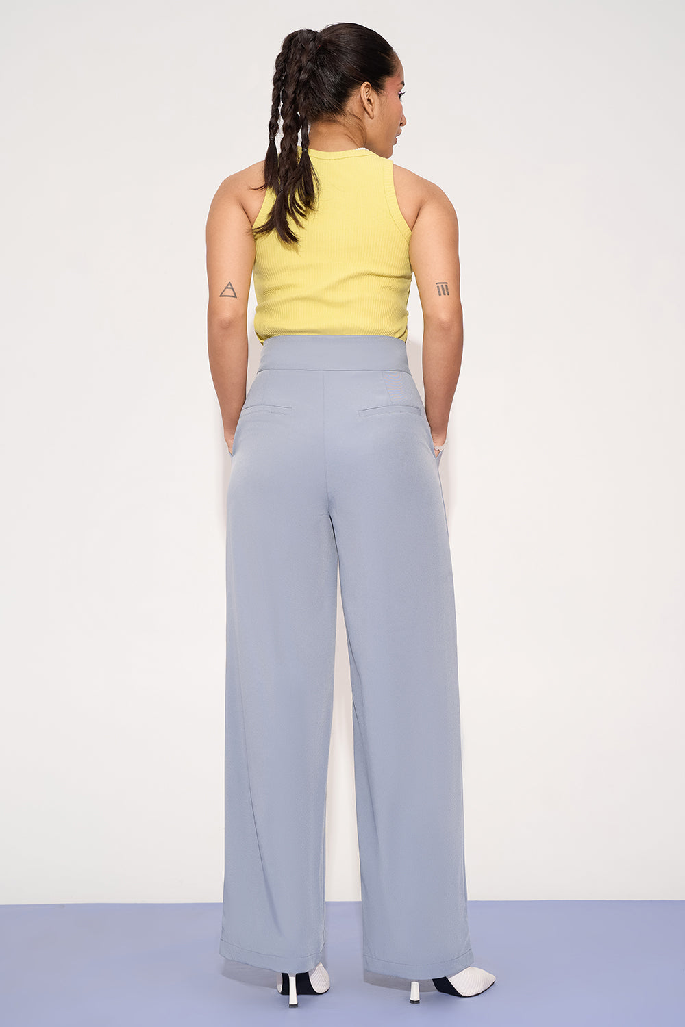 Opal Blue Single Pleated Korean Pants