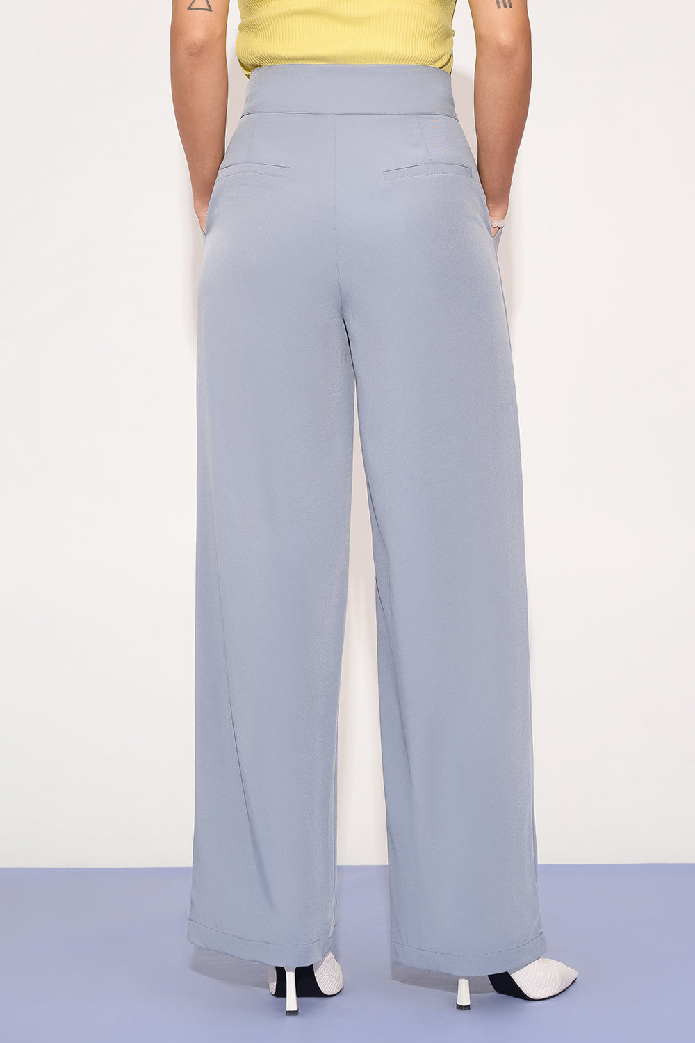 Opal Blue Single Pleated Korean Pants