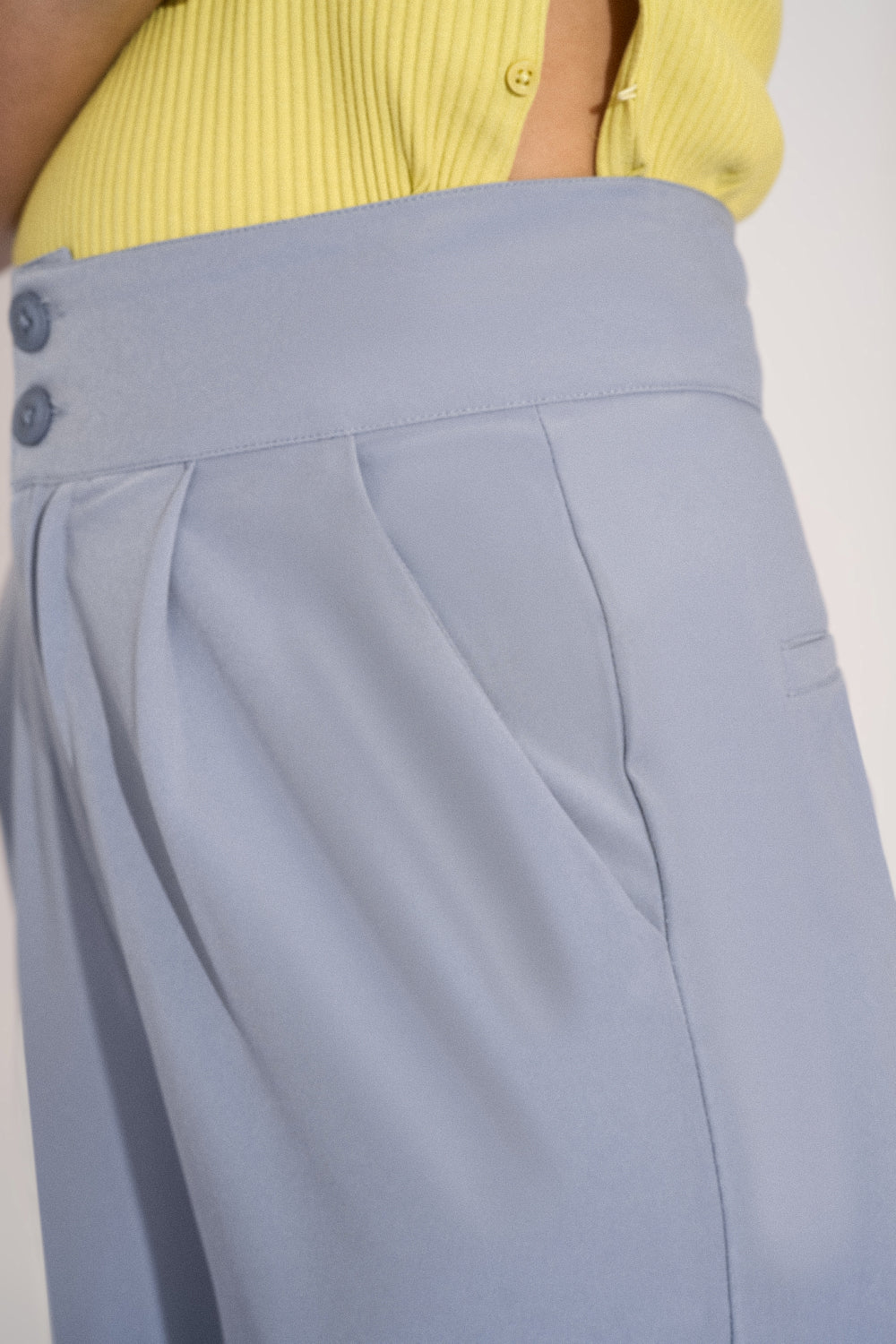 Opal Blue Single Pleated Korean Pants