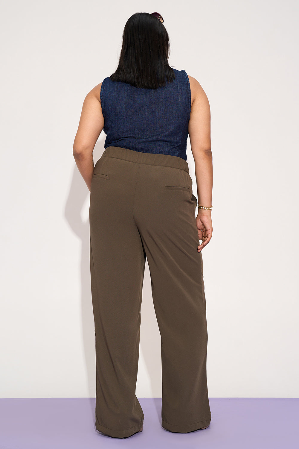 Dusky Brown Curve Straight Fit Korean Pants