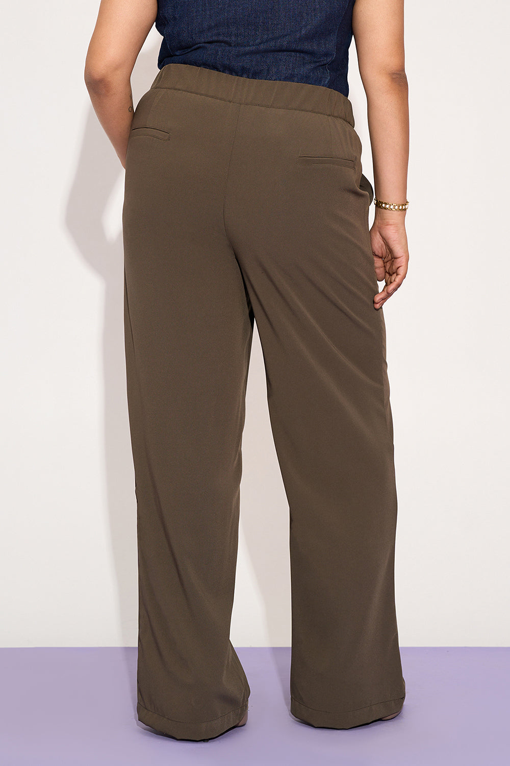 Dusky Brown Curve Straight Fit Korean Pants