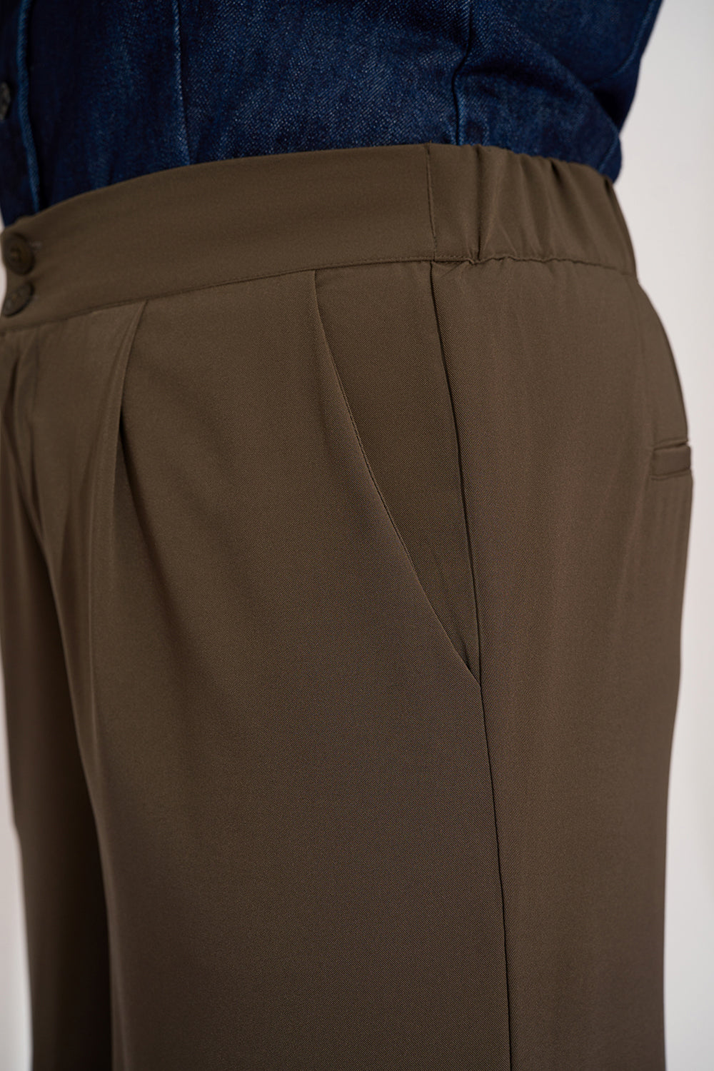 Dusky Brown Curve Straight Fit Korean Pants