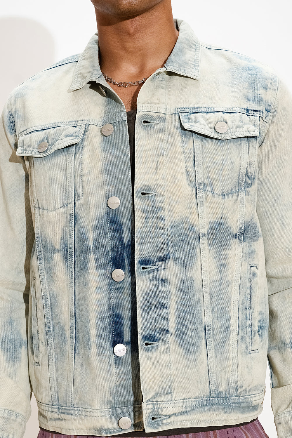 Groovy Tie-Dye Men's Denim Trucker Jacket