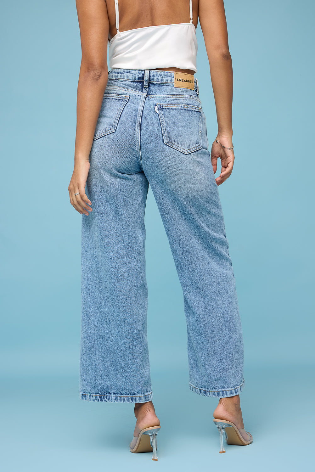 Whiskered Light Straight Leg Jeans