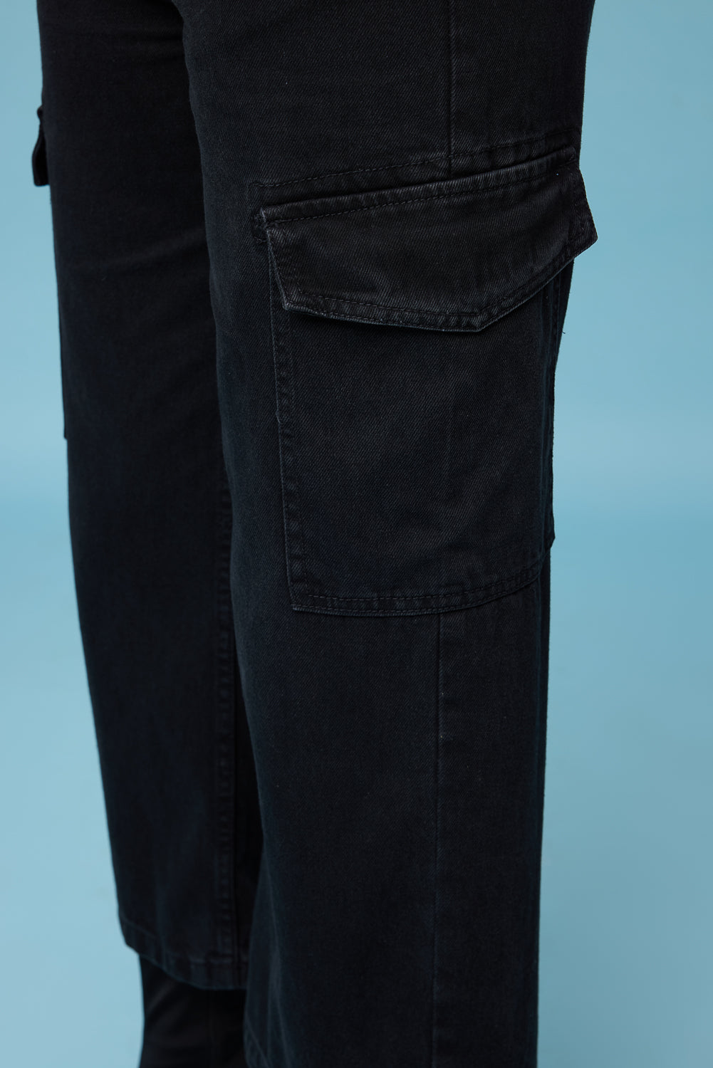 Black Wide Leg Cargo Jeans