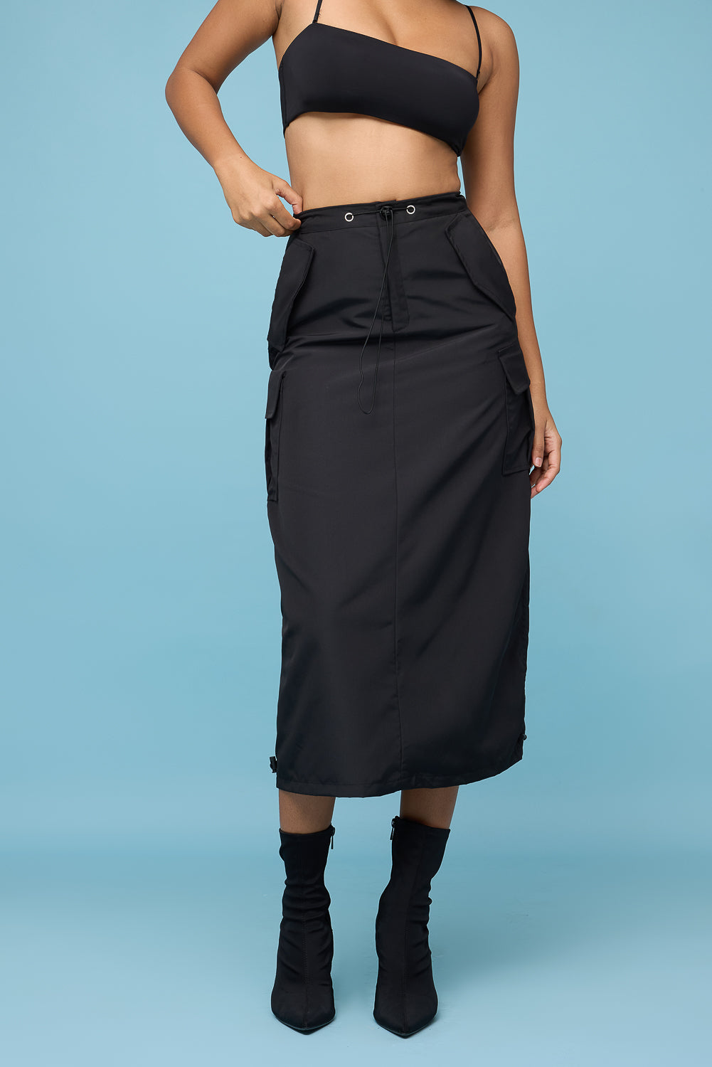 Bitter Black Parachute Midi Skirt