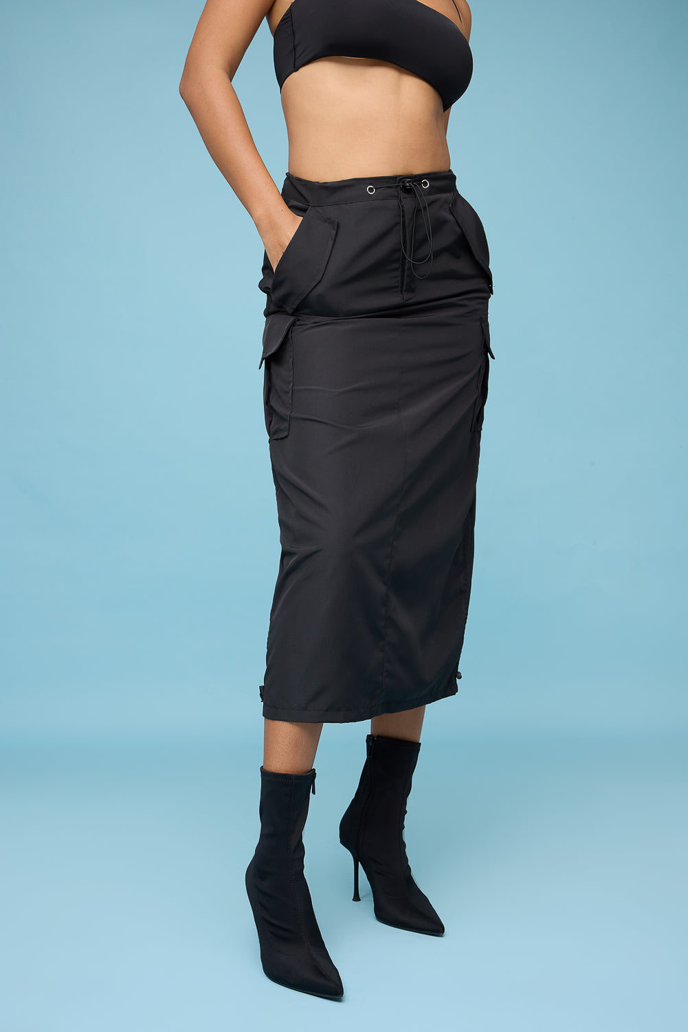 Bitter Black Parachute Midi Skirt