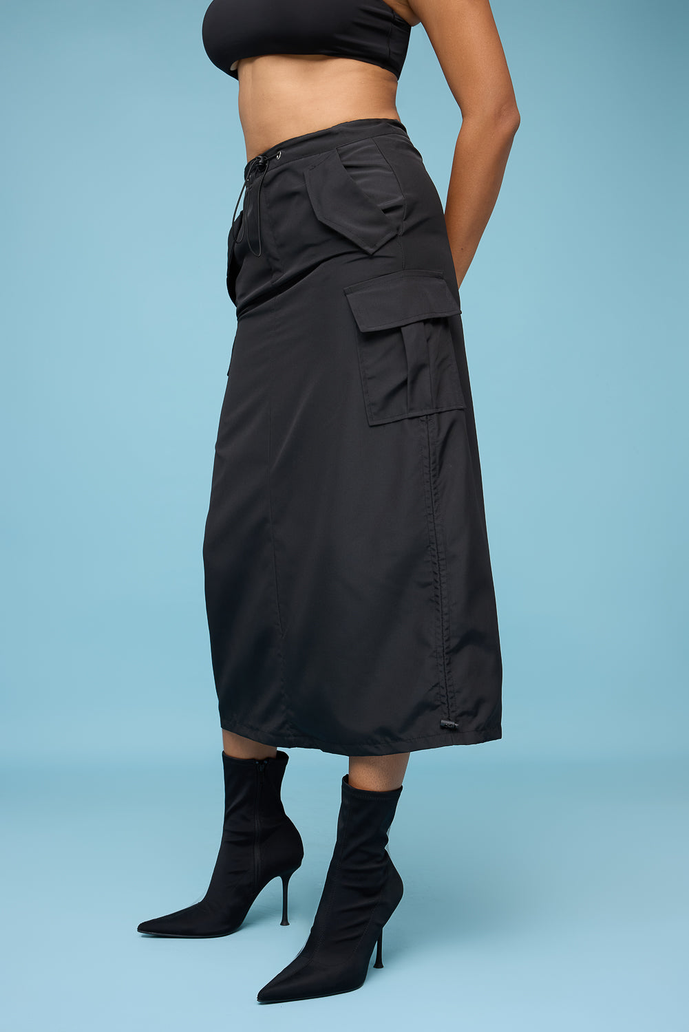 Bitter Black Parachute Midi Skirt