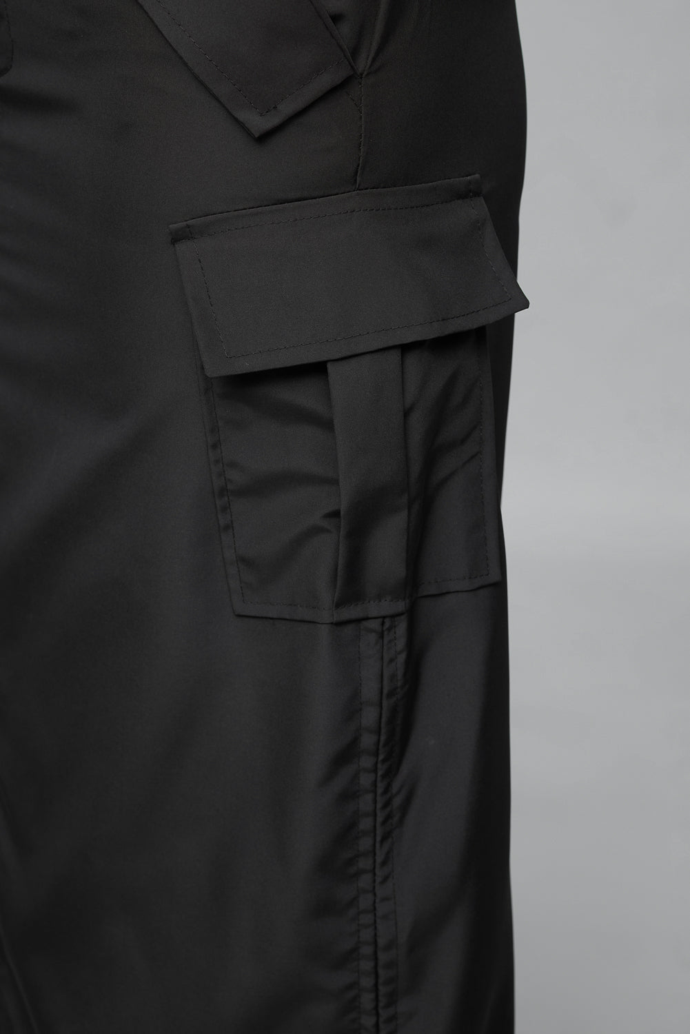 Jet Black Parachute Cargo Midi Skirt