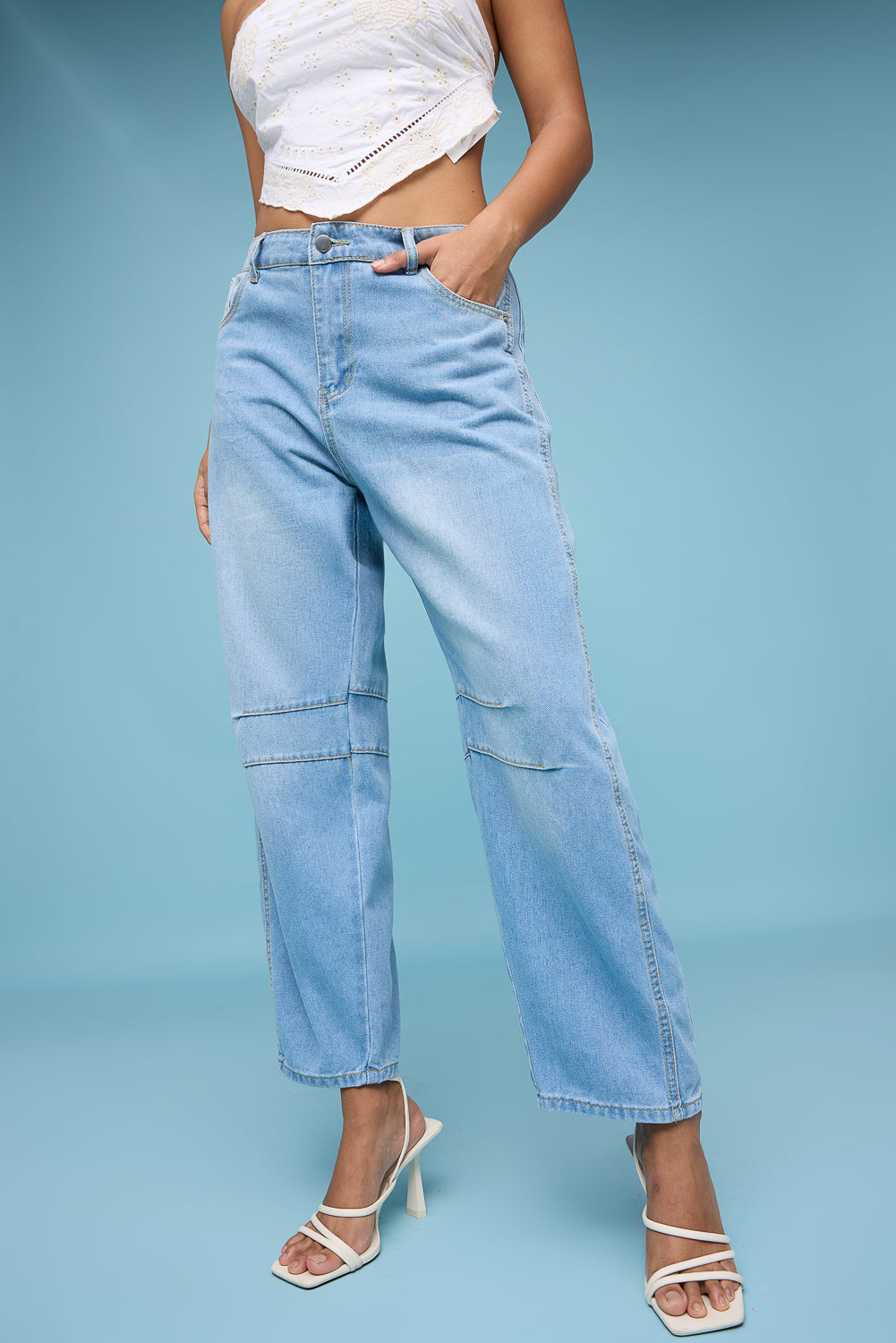 Light Blue Barrel Leg Jeans