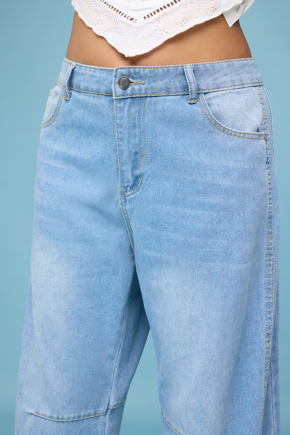 Light Blue Barrel Leg Jeans