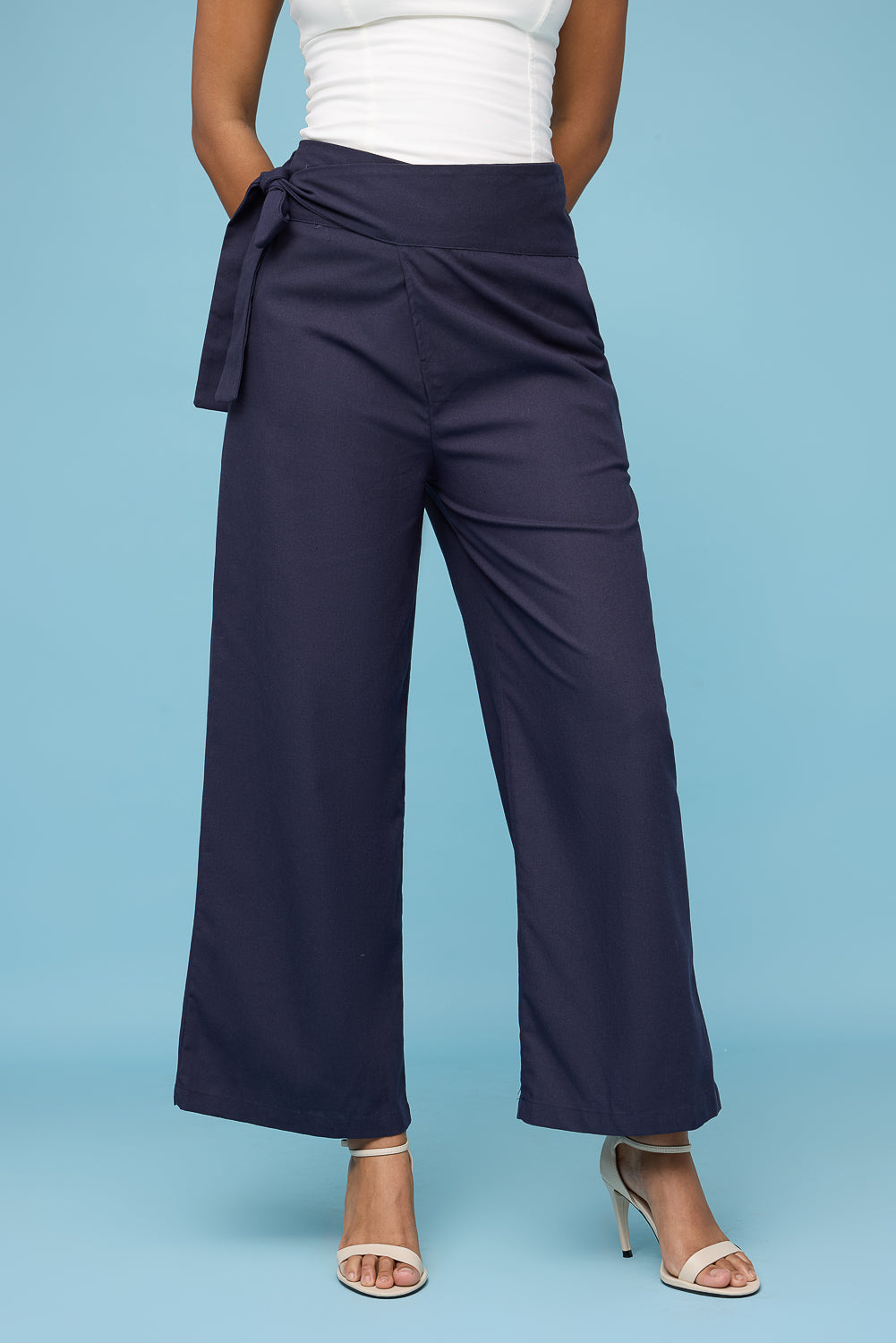 Navy Blue Wrap Around Korean Pants