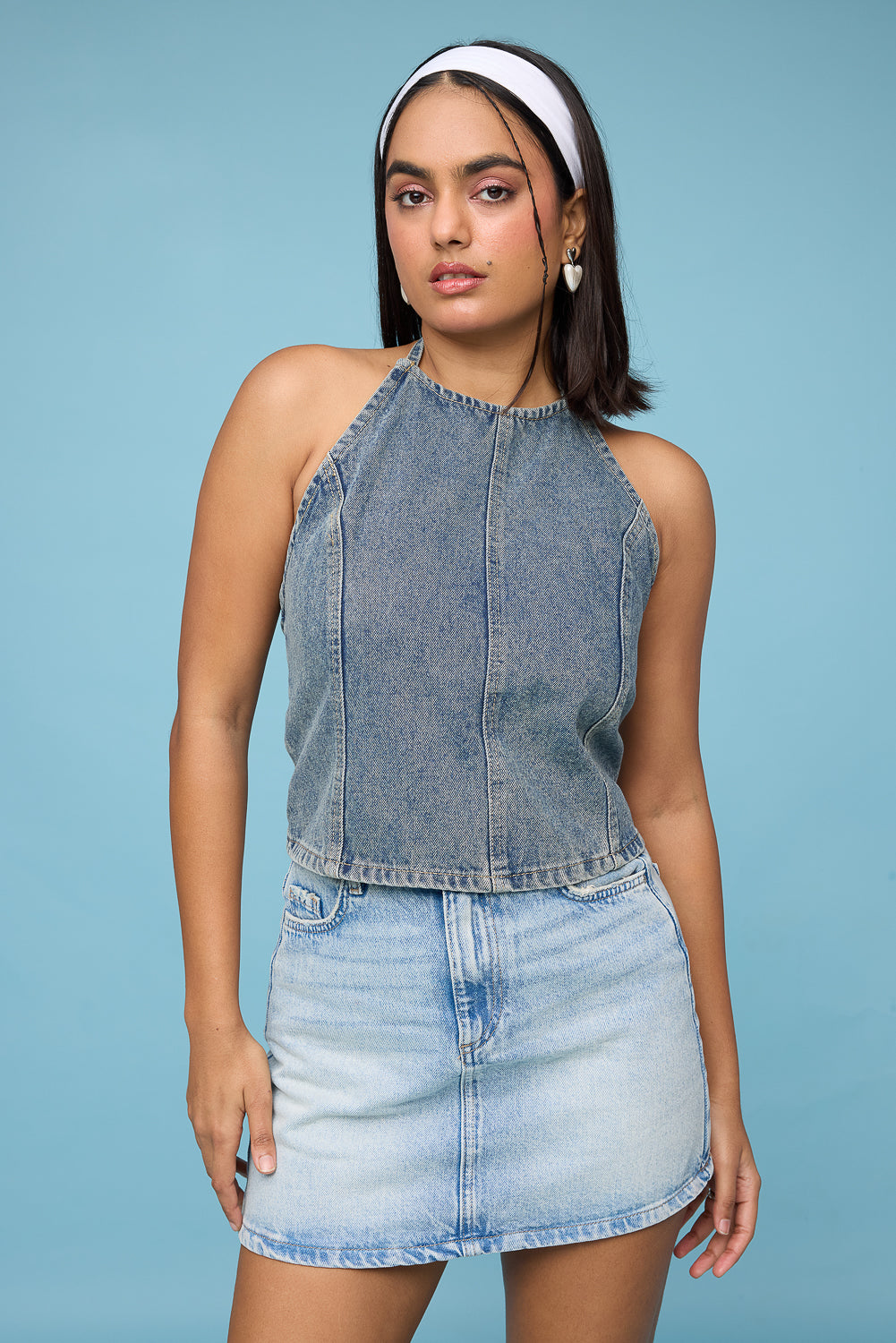 Lead Grey Halter Neck Top