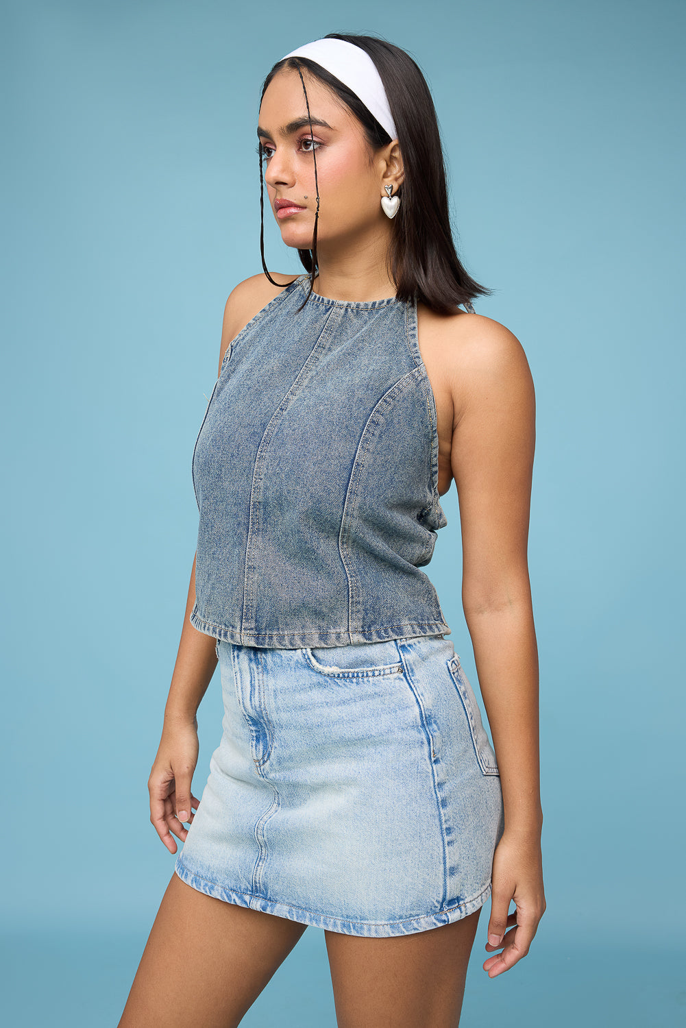 Lead Grey Halter Neck Top