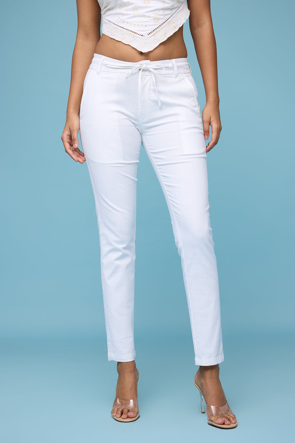 White Drift Drawstring Pants