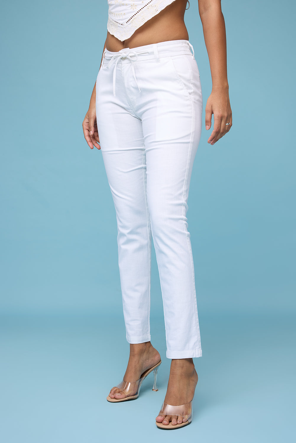 White Drift Drawstring Pants