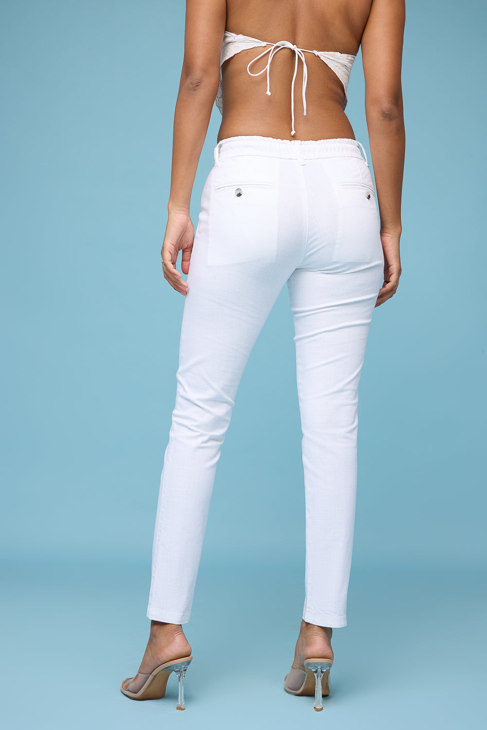 White Drift Drawstring Pants