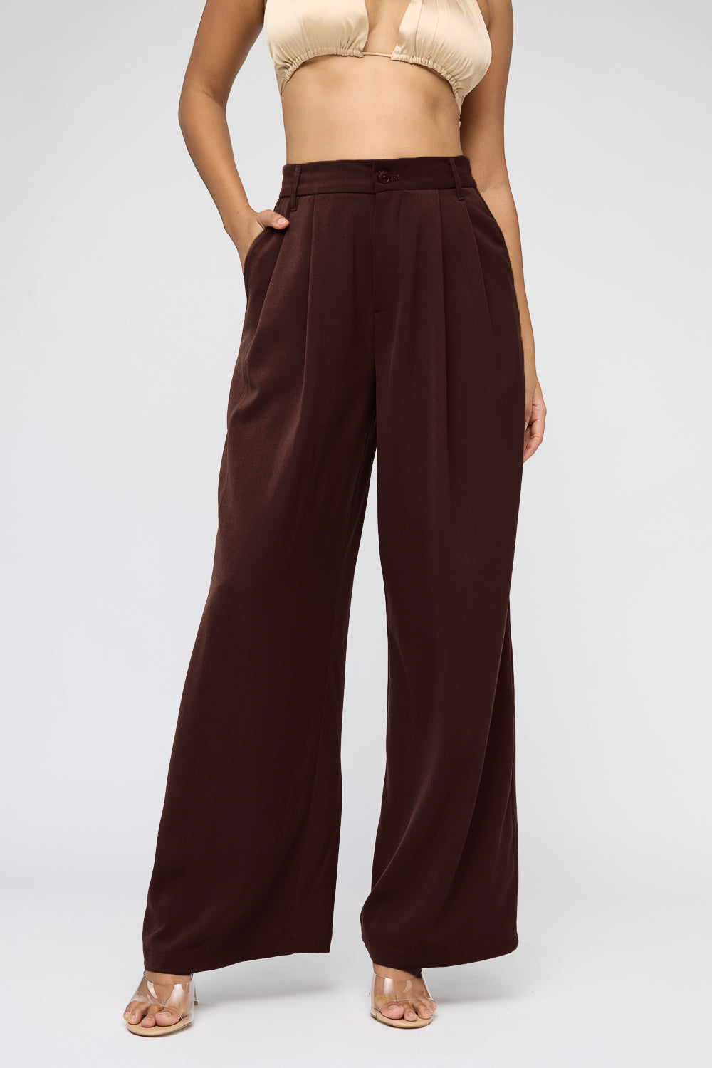 Tawny Brown Women's Super Flared Korean Pants