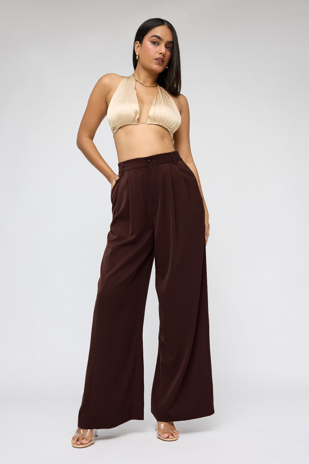 Tawny Brown Women's Super Flared Korean Pants