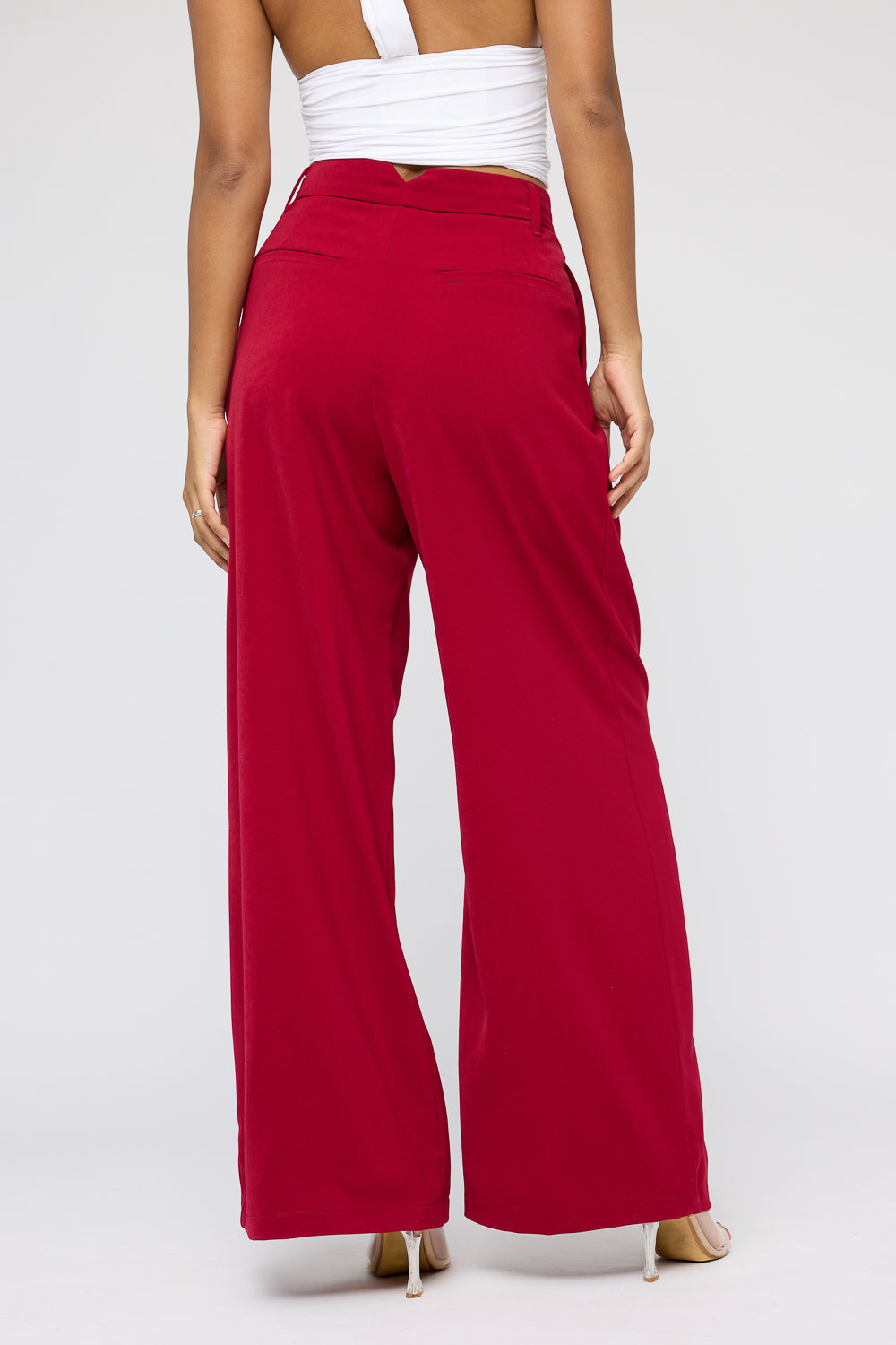 Maple Red Super Flared Korean Pants